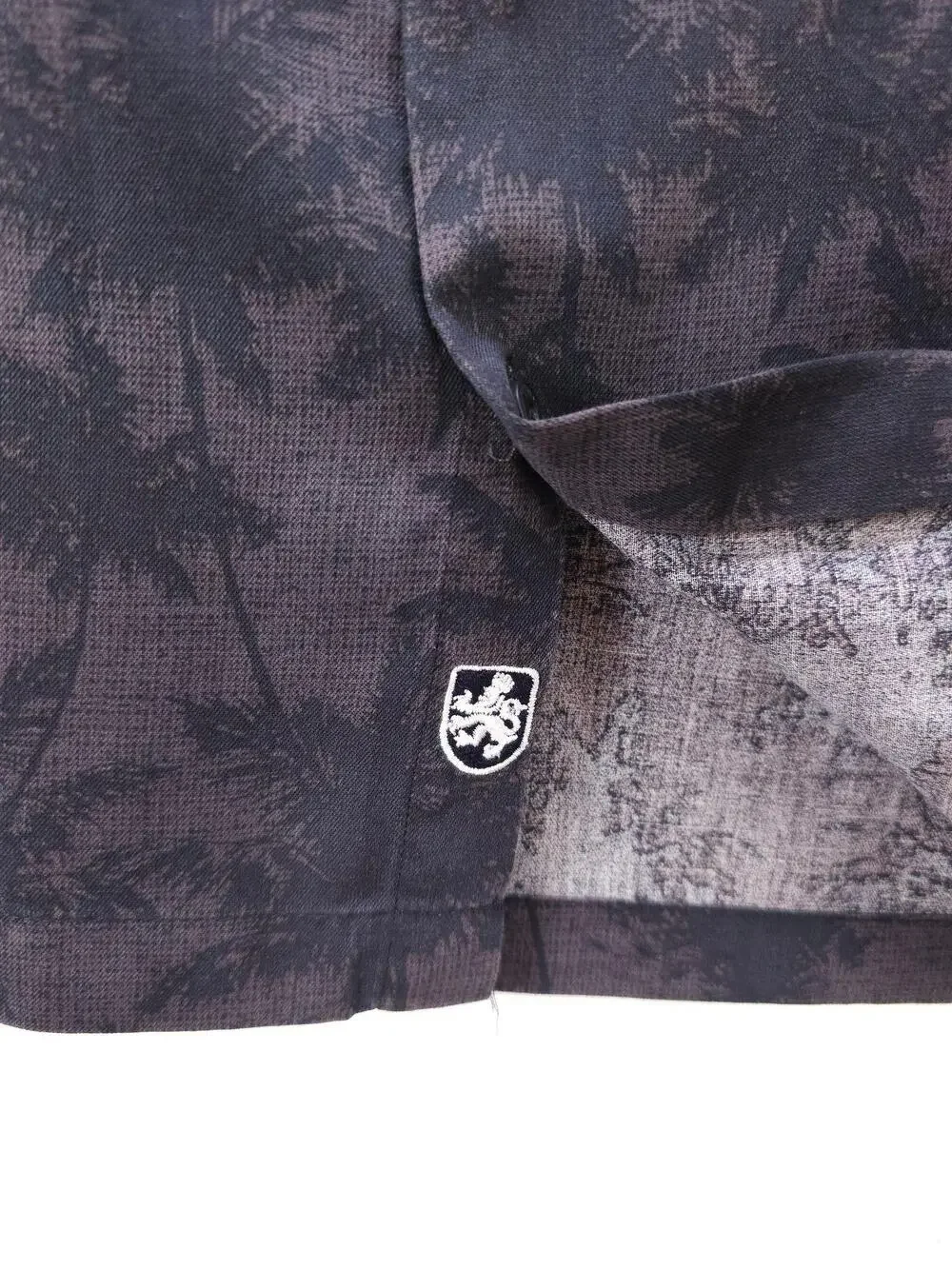 Nat Nast Shirt Mens Medium Brown Silk Cotton Palm Tree Tropical Hawaiian Aloha